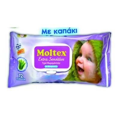 Moltex μωρομάντηλα με καπάκι 72τεμ